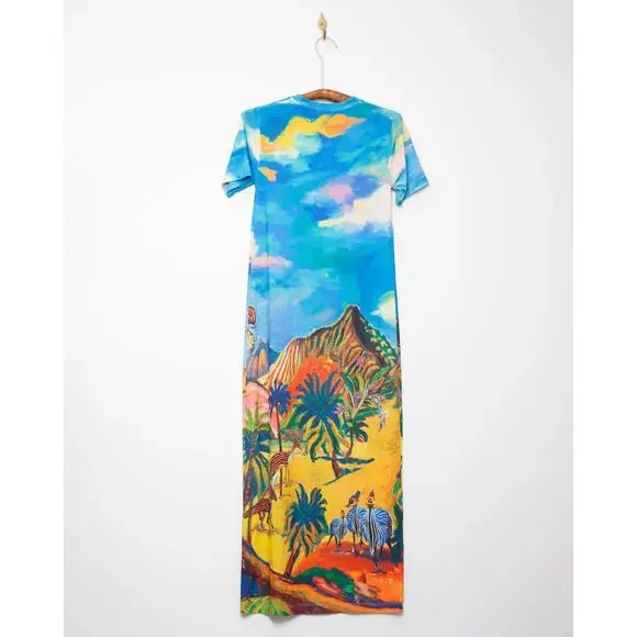 Stella Jean Beach Print Midi Dress Size 42 - Picture 5 of 9